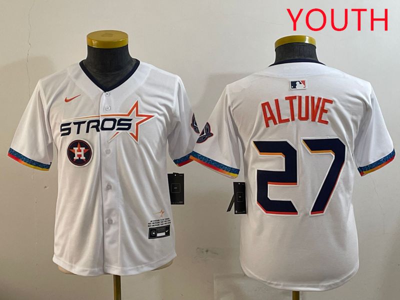 Youth Houston Astros #27 Altuve White Fourth generation Joint Name 2025 Nike MLB Jersey style 10